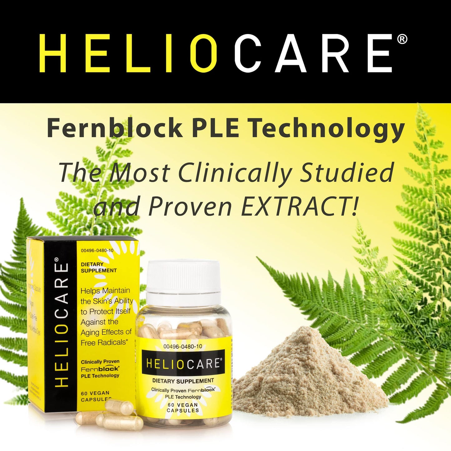 Heliocare Skin Care Dietary Supplement - 240mg Polypodium Leucotomos (PLE) with Fernblock โ 60 Veggie Capsules