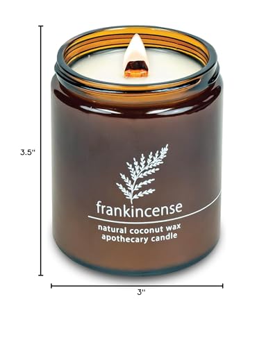 Hemlock Park Crackling Wood Wick Candle โ Handcrafted Coconut Wax (8 oz, Frankincense)