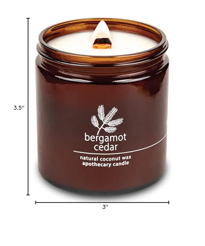 Hemlock Park Crackling Wood Wick Candle โ Handcrafted with Natural Coconut Wax (16 oz, Bergamot Cedar)