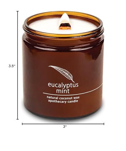 Hemlock Park Crackling Wood Wick Candle โ 16 oz, Eucalyptus Mint, Coconut Wax