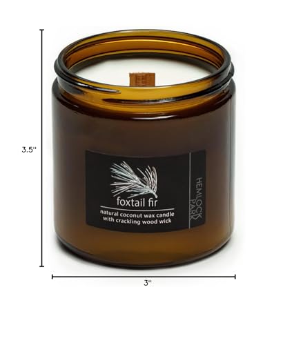 Hemlock Park Crackling Wood Wick Candle โ Large 16 oz Coconut Wax (Foxtail Fir)