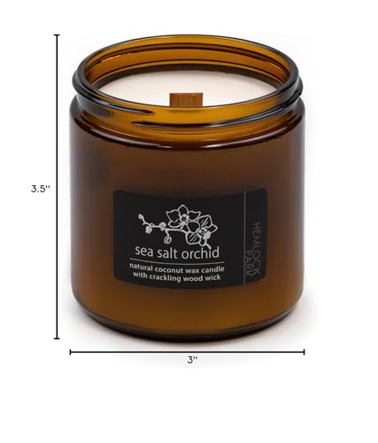 Hemlock Park Crackling Wood Wick Candle โ 16 oz Sea Salt Orchid | Handcrafted