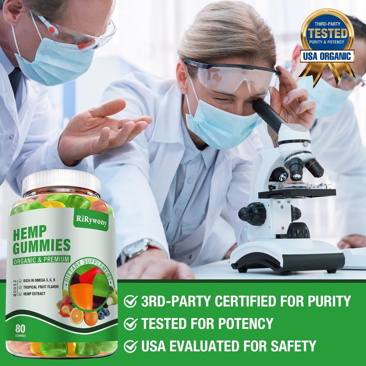 Hemp Gummies (3 Packs) โ High Potency Organic Hemp Oil Extract, 240 Count
