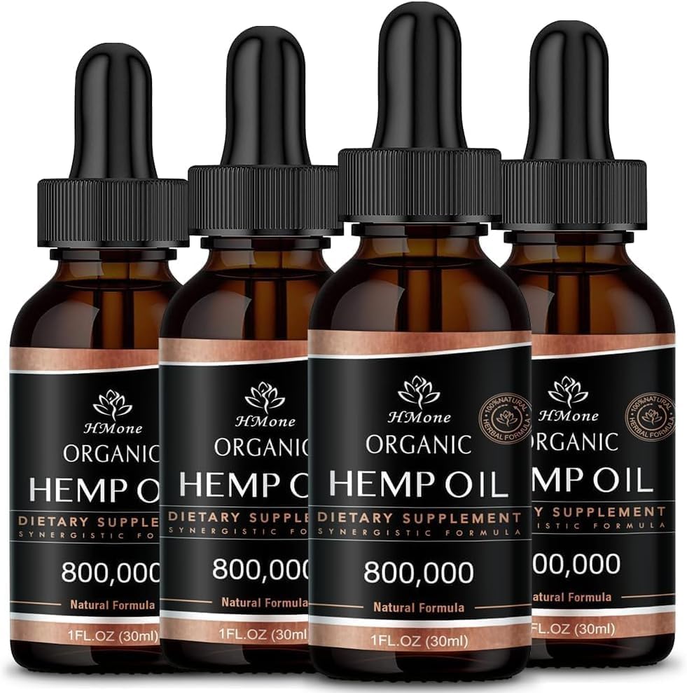 Hemp Oil 4-Pack Maximum Strength โ Pure CO2 Extract Drops, 100% Natural