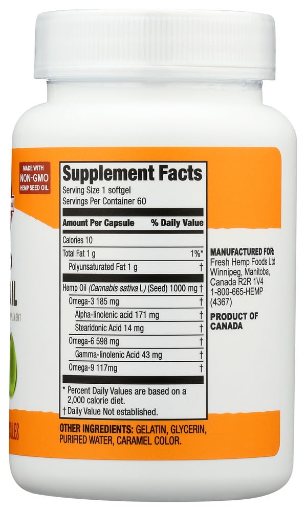 Hemp Seed Oil 1000mg, 60 Softgels โ Pack of 4 | Omega-3 & 6