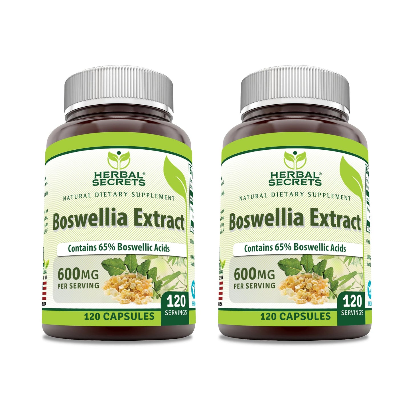 Herbal Secrets Boswellia Serrata Extract 600 mg โ 65% Boswellic Acids | Non-GMO, Gluten Free | 2 Pack