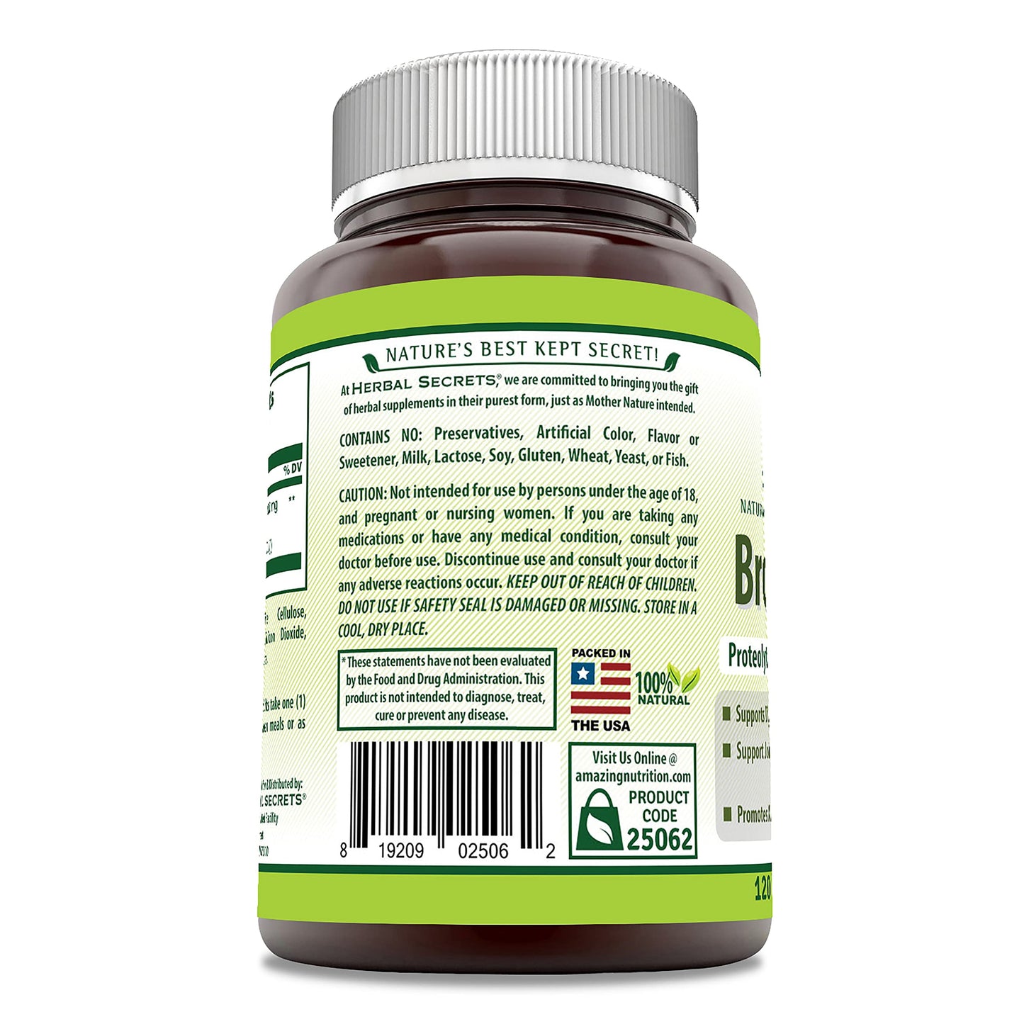 Herbal Secrets Bromelain Supplement 500 mg Tablets โ Non-GMO, Gluten Free, Made in USA โ 120 Count
