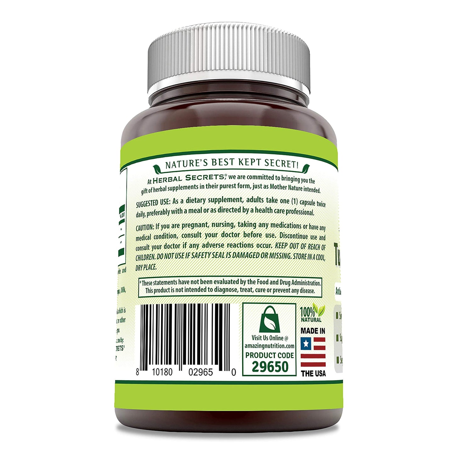 Herbal Secrets Turmeric & Ginger 500 mg Veggie Capsules - Non-GMO, Gluten Free, USA Made