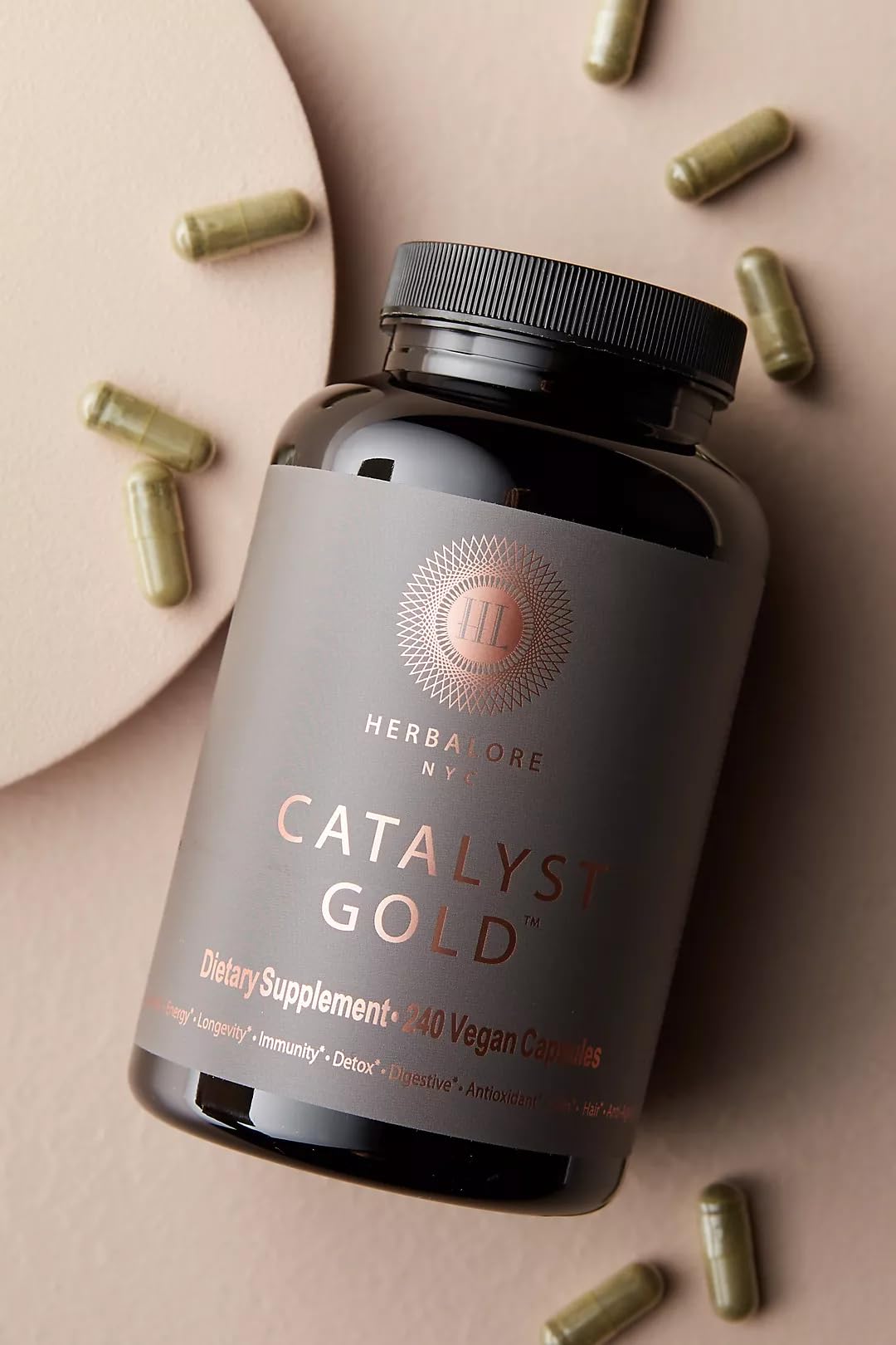 Herbalore Catalyst Gold β Natural Superfood for Immunity, Digestion, Hair & Skin (240 Capsules)