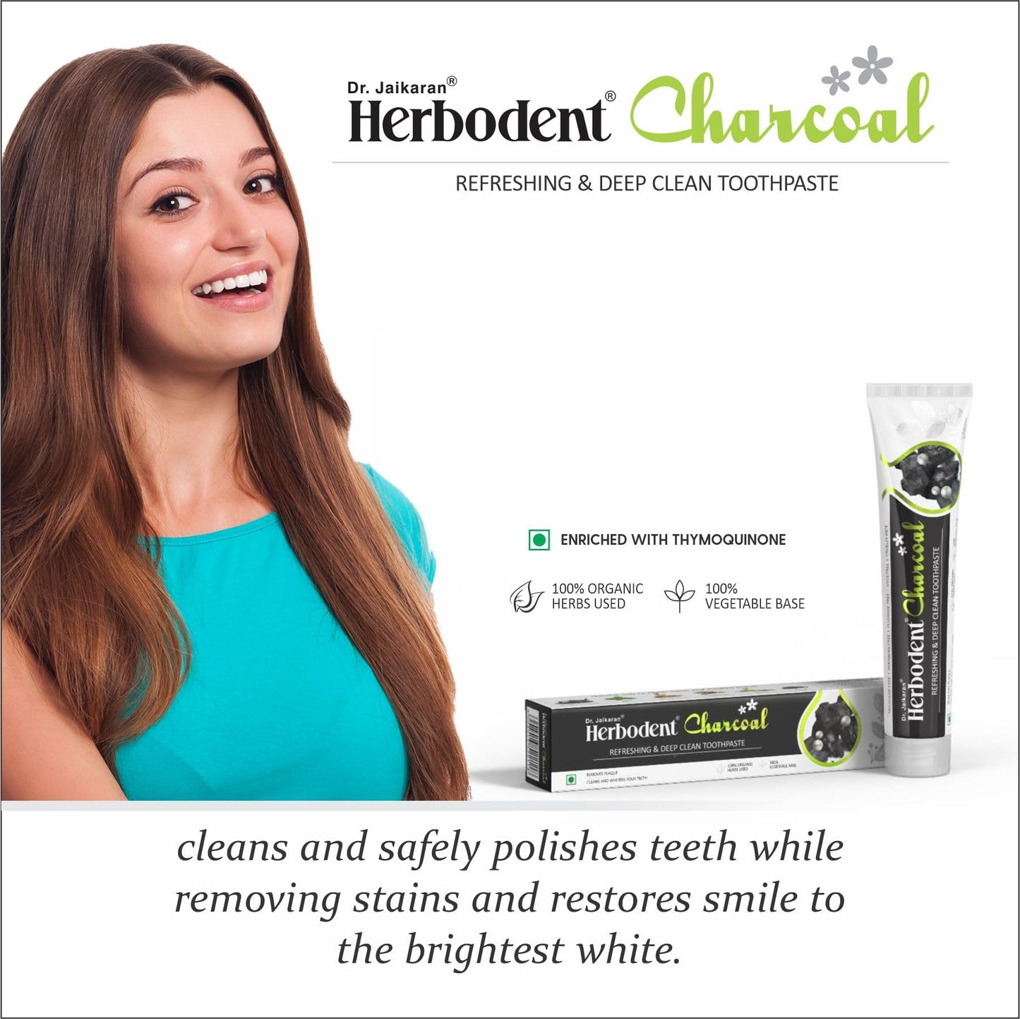 Herbodent Charcoal Toothpaste โ 6.53 Oz Pack of 2 | Whitens Teeth & Fresh Breath | No Bleach, No Fluoride