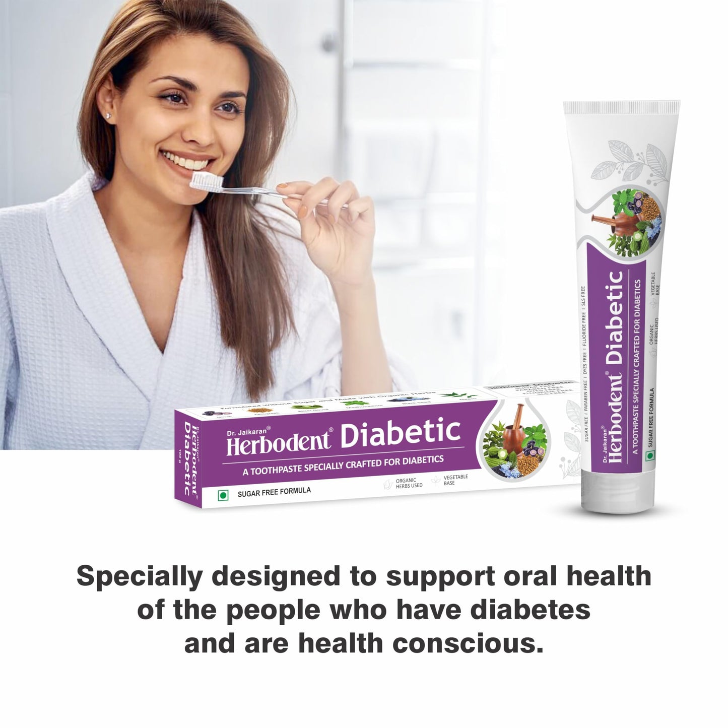 Herbodent Diabetic Toothpaste โ 3.53 oz Pack of 2 | SLS & Sugar-Free | 7 Organic Herbs