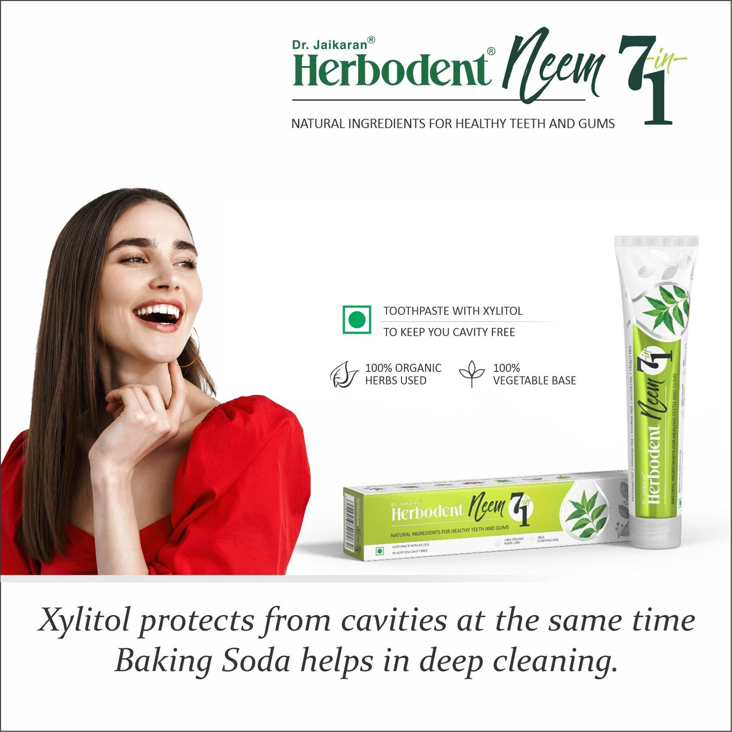 Herbodent Neem 7 in 1 Toothpaste โ 6.53 oz (Pack of 6) | Organic Neem, Black Seed, Xylitol, Cardamom & Mint