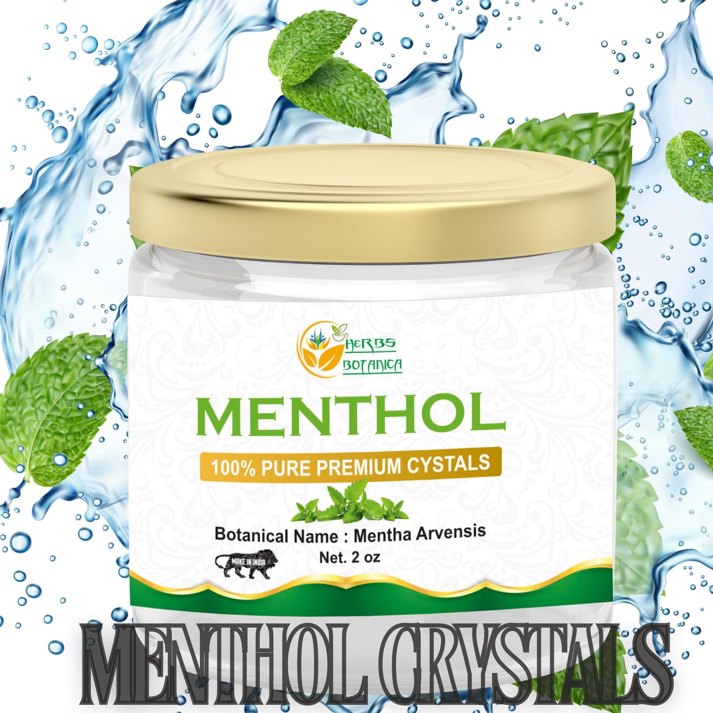 Herbs Botanica Menthol Crystals (Mentha Arvensis) โ 100% Pure USP, 2 oz