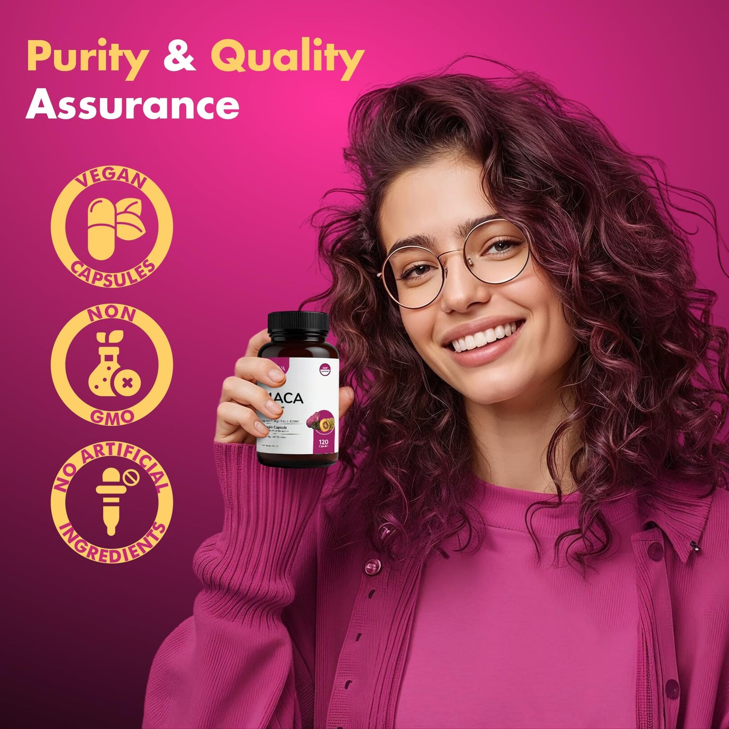 HERVIVA Maca Root Capsules โ 1500mg per Serving | Vegan Veggie Capsules