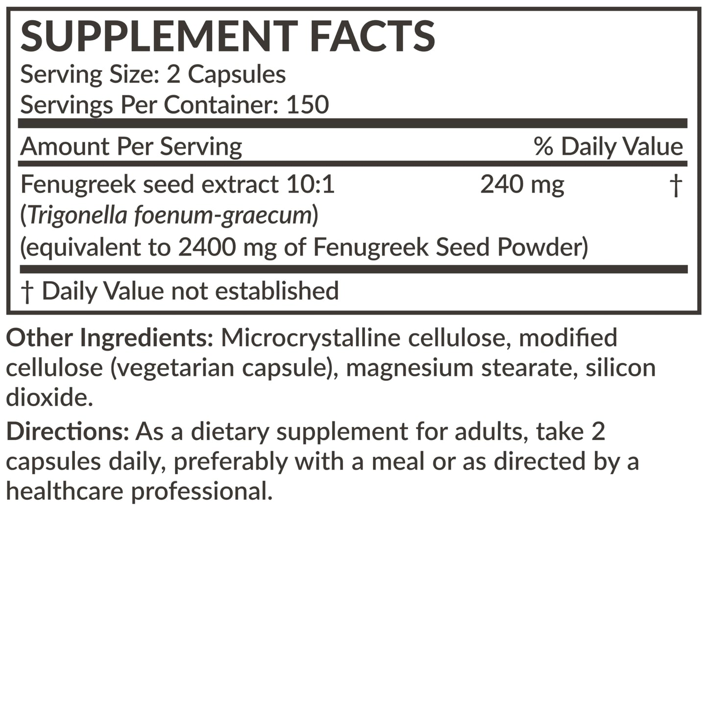 Futurebiotics Fenugreek Extra Strength 2400 MG โ Non-GMO, 300 Vegetarian Capsules