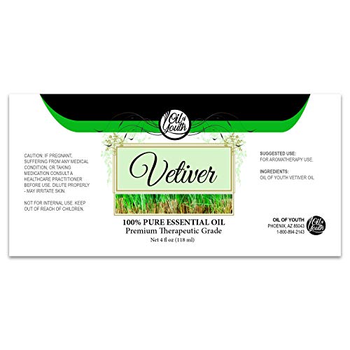Oil of Youth Vetiver Essential Oil 4 fl oz โ Pure, Natural, USA Bottled