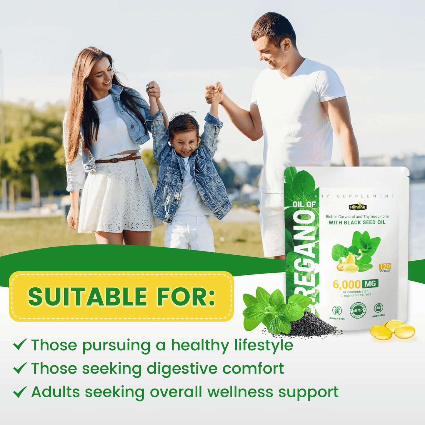 HIIHONE Oil of Oregano Softgels โ Carvacrol 165mg & Thymoquinone