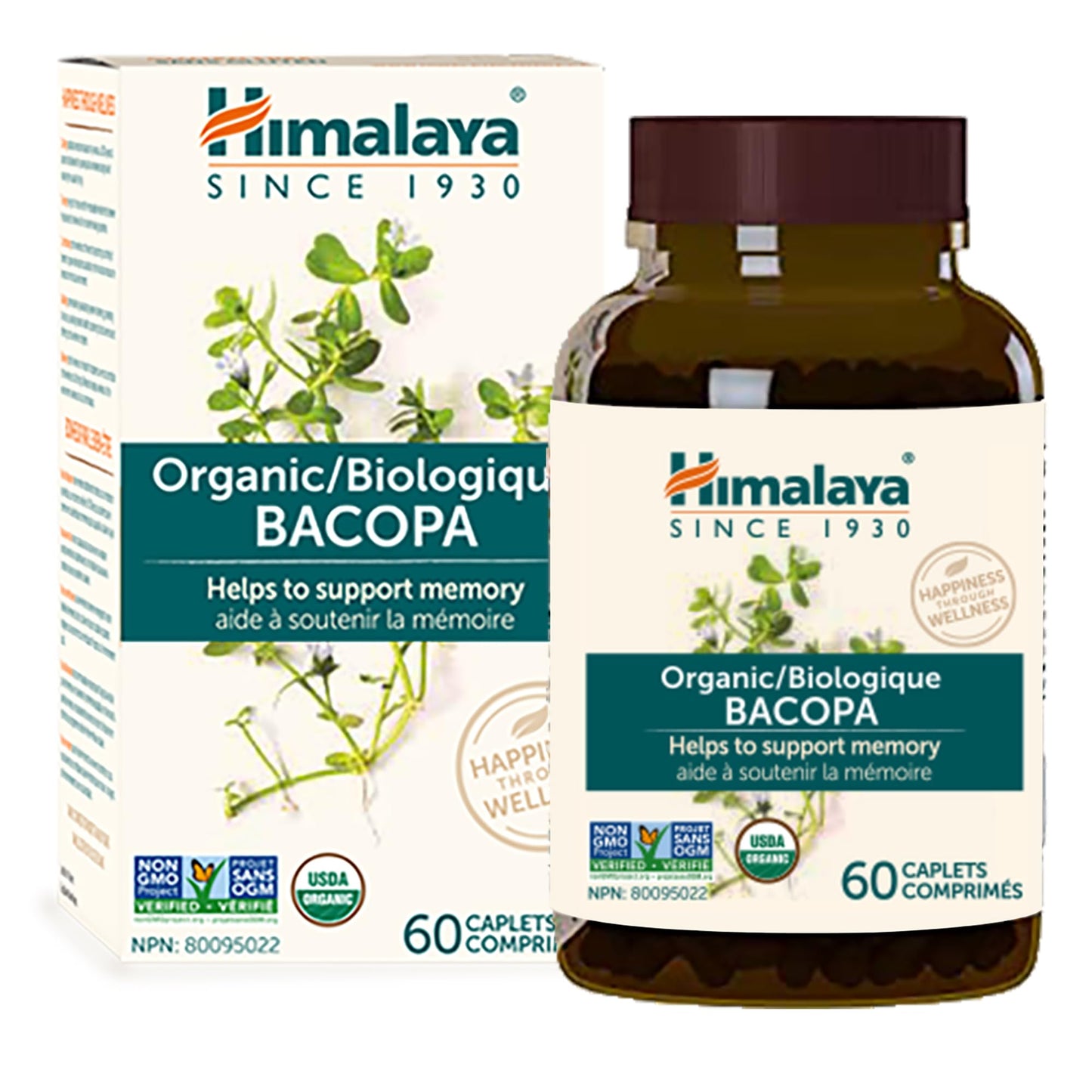 Himalaya Bacopa Monnieri Nootropic โ Organic 750 mg, 60 Caplets