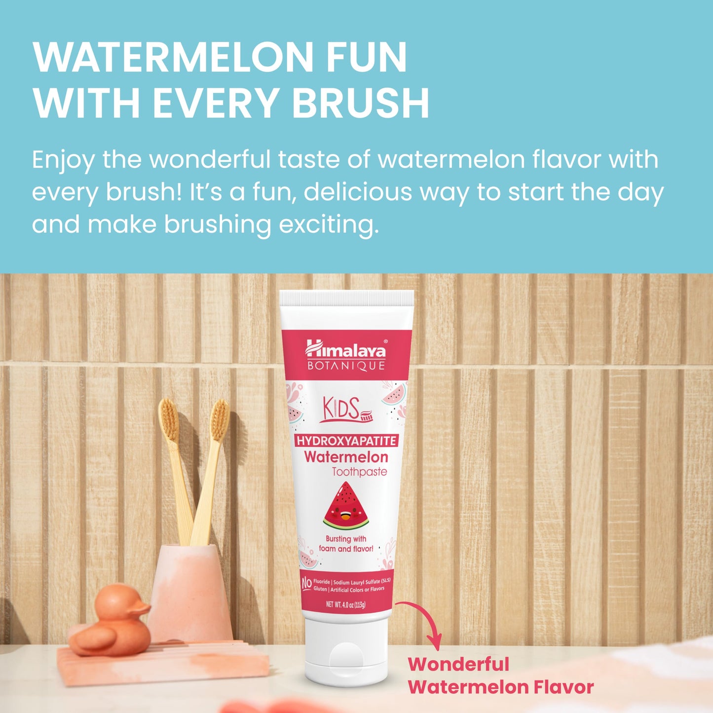 Himalaya Botanique Kids Hydroxyapatite Toothpaste โ Watermelon Flavor, Fluoride-Free, Vegan, Gluten-Free 4 oz
