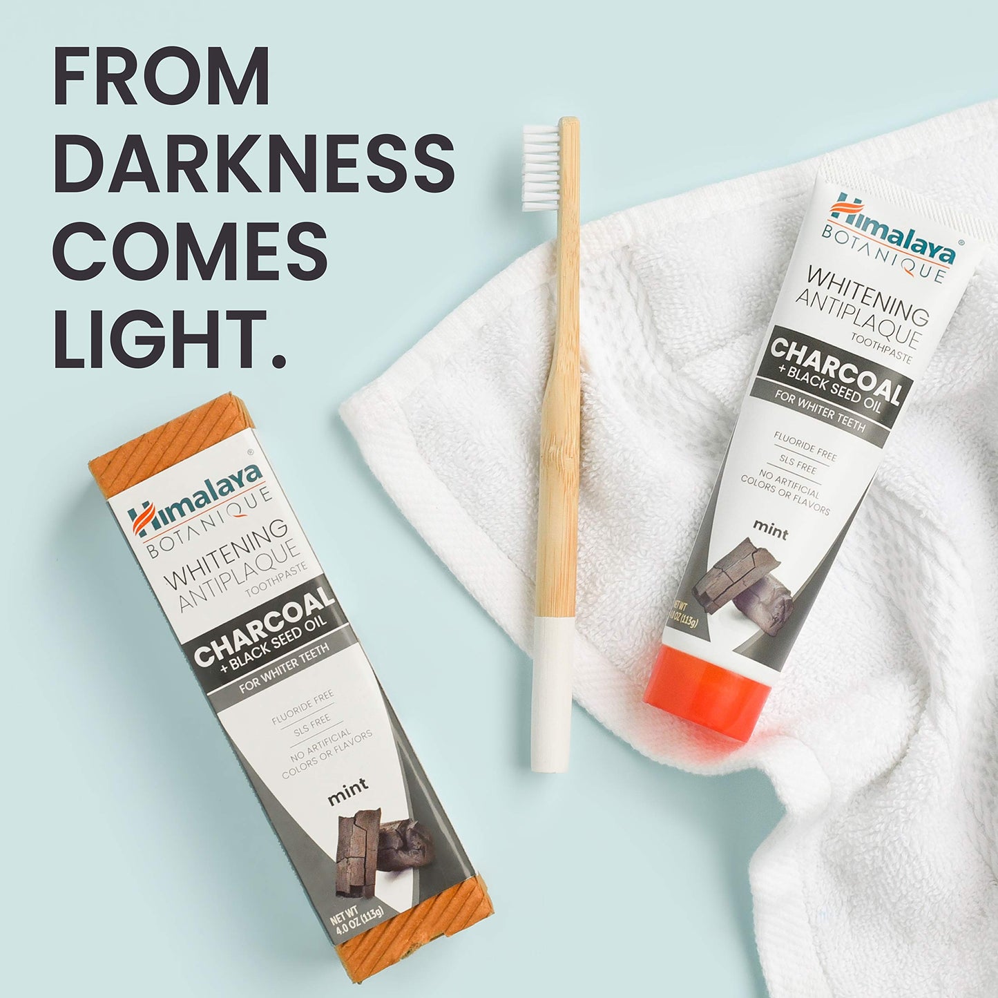 Himalaya Botanique Charcoal Whitening Toothpaste with Black Seed Oil โ Fluoride Free, Antiplaque, 4 oz (4 Pack)