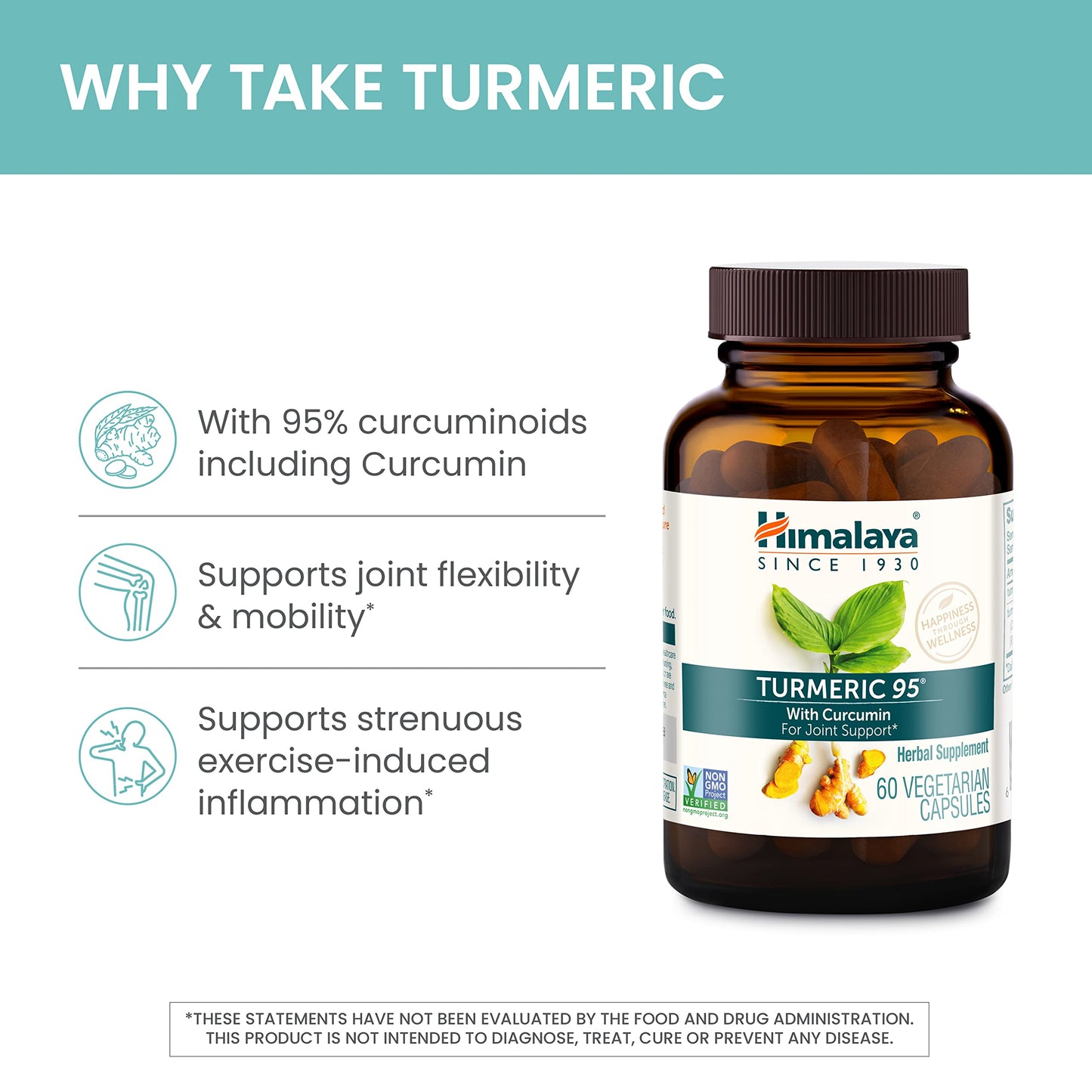 Himalaya Turmeric 95 โ 600 mg, 30 Capsules | Joint Support, 95% Curcuminoids