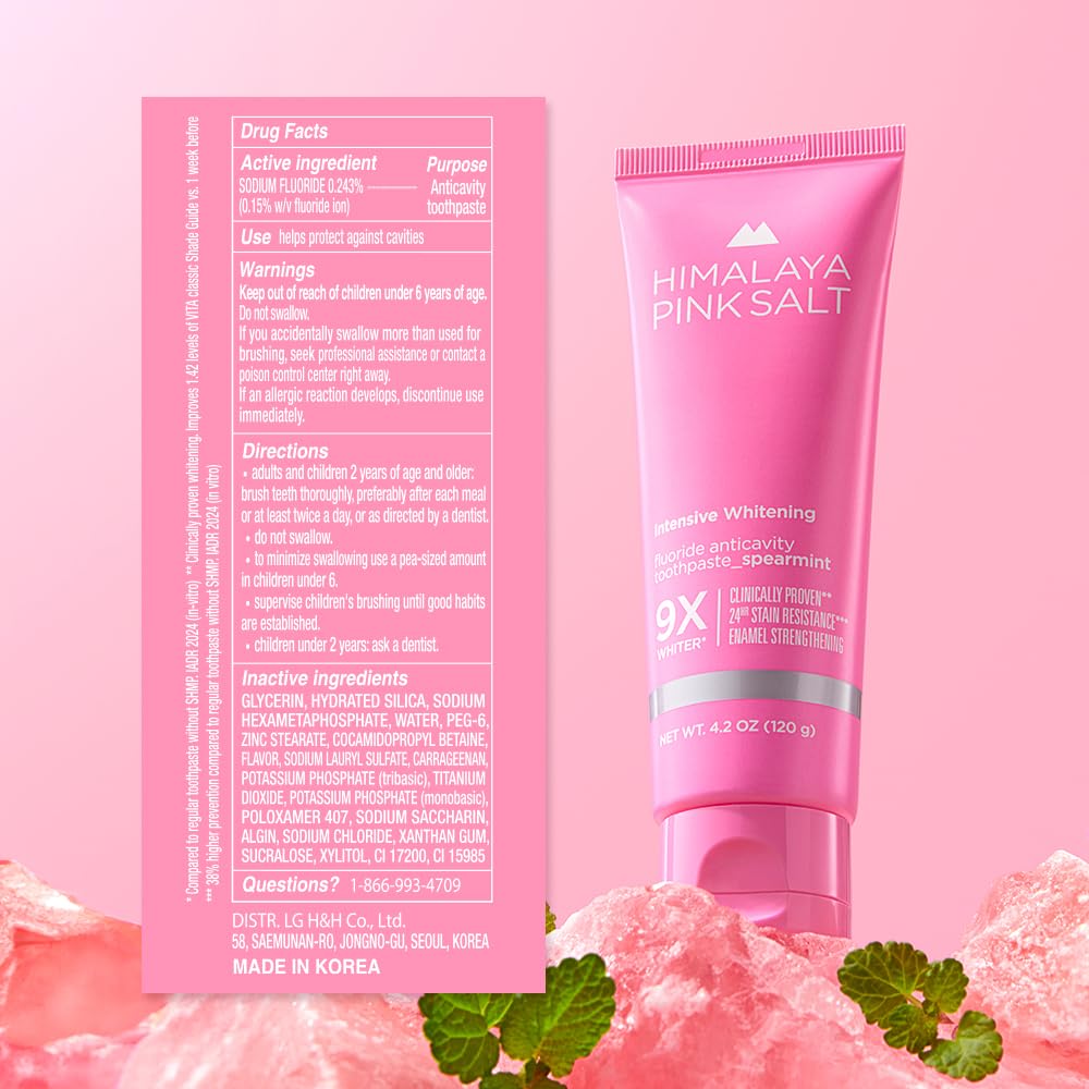 HIMALAYA PINKSALT Intensive Whitening Toothpaste โ Spearmint, 4.2 oz (3 Packs)