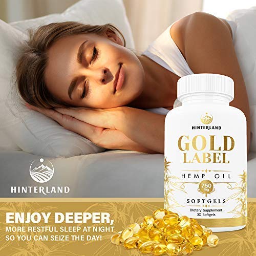 Hinterland Gold Label Hemp Oil Softgels 25mg - Organic USA Grown Hemp, 30 Count