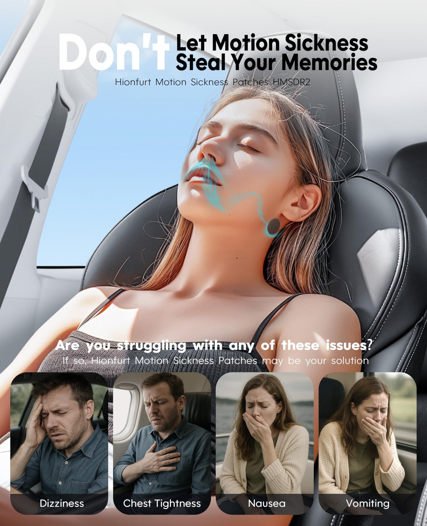 Hionfurt HMSDR2 32-Count Motion Sickness Patches – Lavender, 72H Non-Drowsy