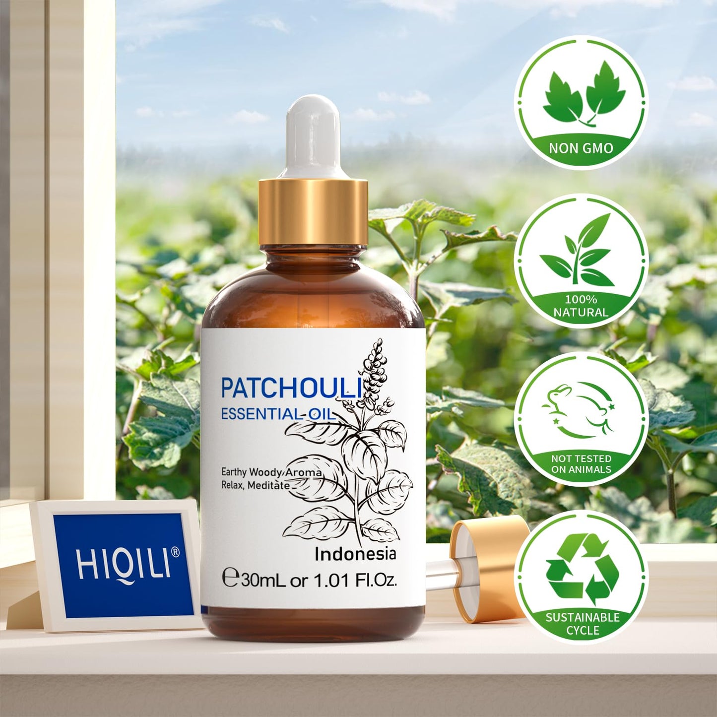 HIQILI Patchouli Essential Oil β Organic, 100% Pure (30ml) for Diffuser & Aromatherapy