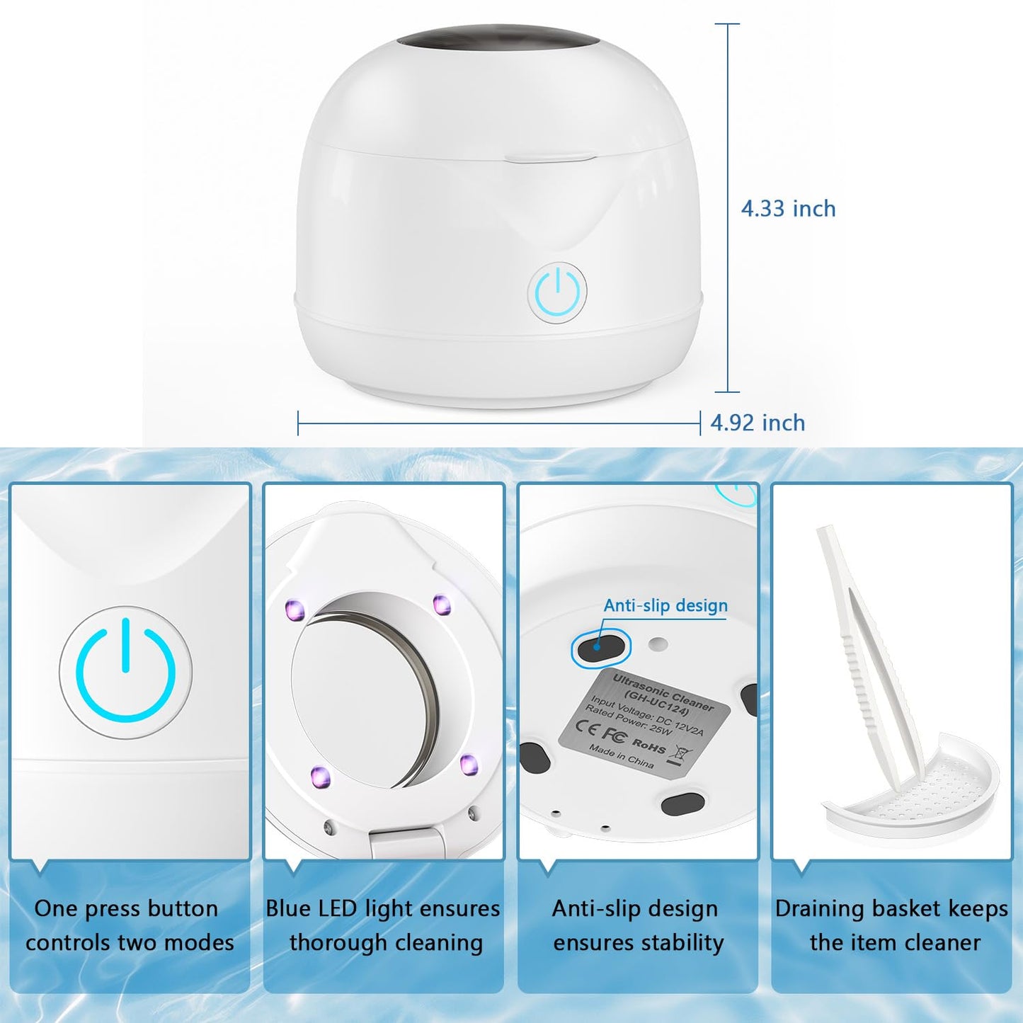 Hoffeins Ultrasonic Retainer Cleaner โ 45kHz, 200ml, Portable