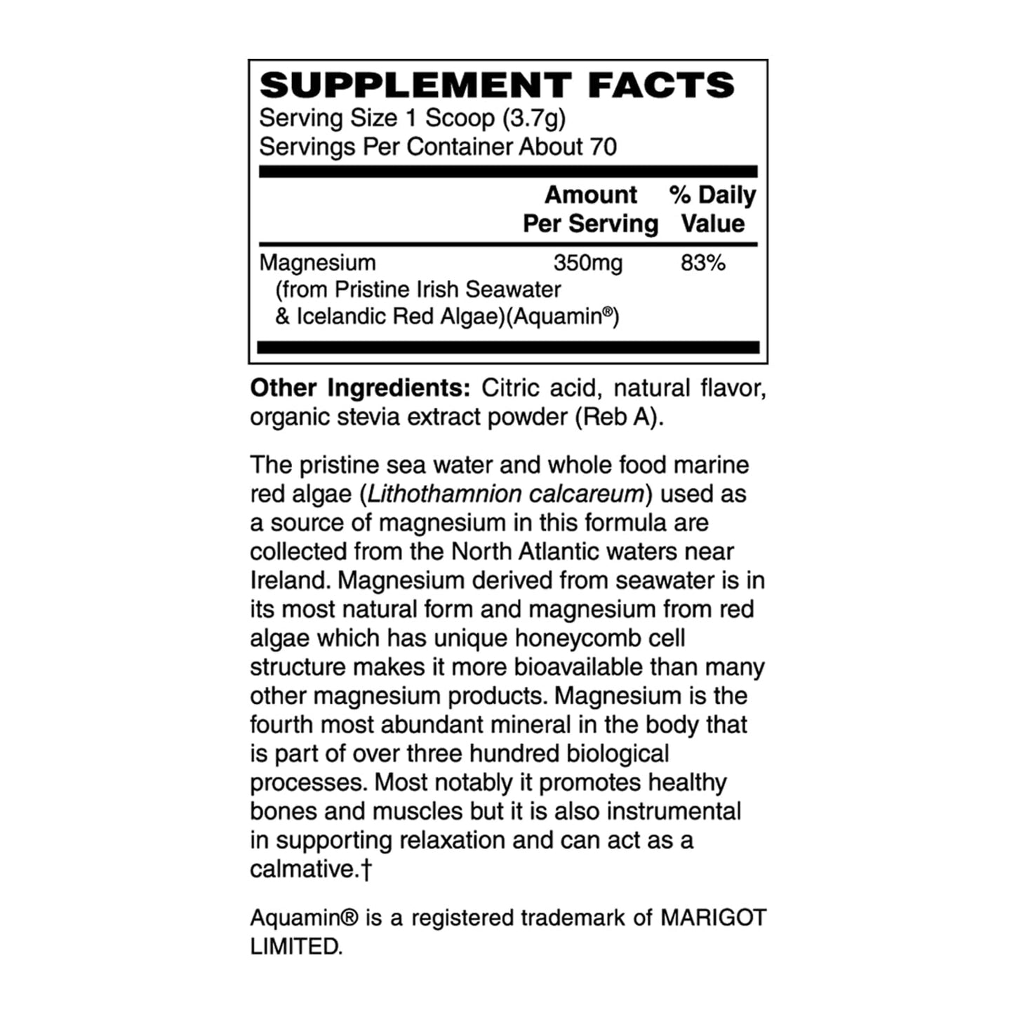 Holly Hill Health Foods Whole Food Magnesium Powder, 9.13 Ounces โ Natural Seawater & Red Algae Magnesium