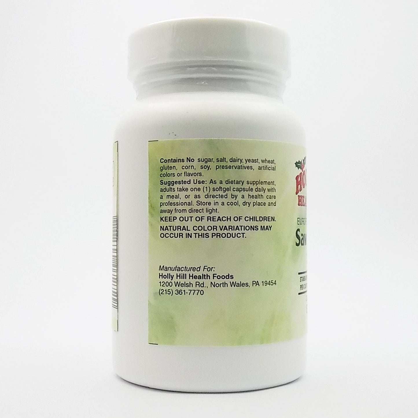 Holly Hill Health Foods โ European Standardized Saw Palmetto 320 MG, 60 Softgels