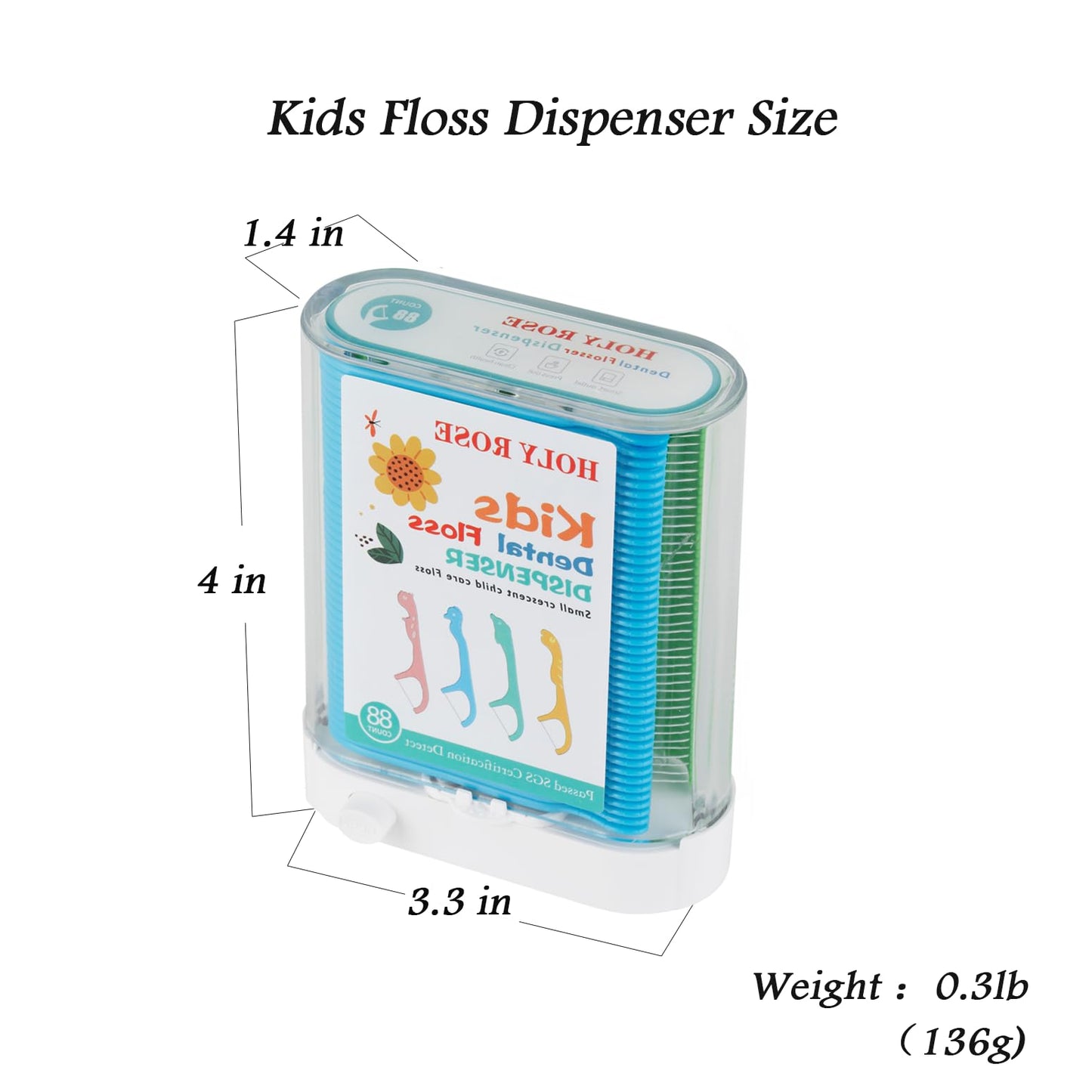 Kids Dental Floss Picks | Holy Rose Flossers Dispenser โ Unwaxed & Unflavored