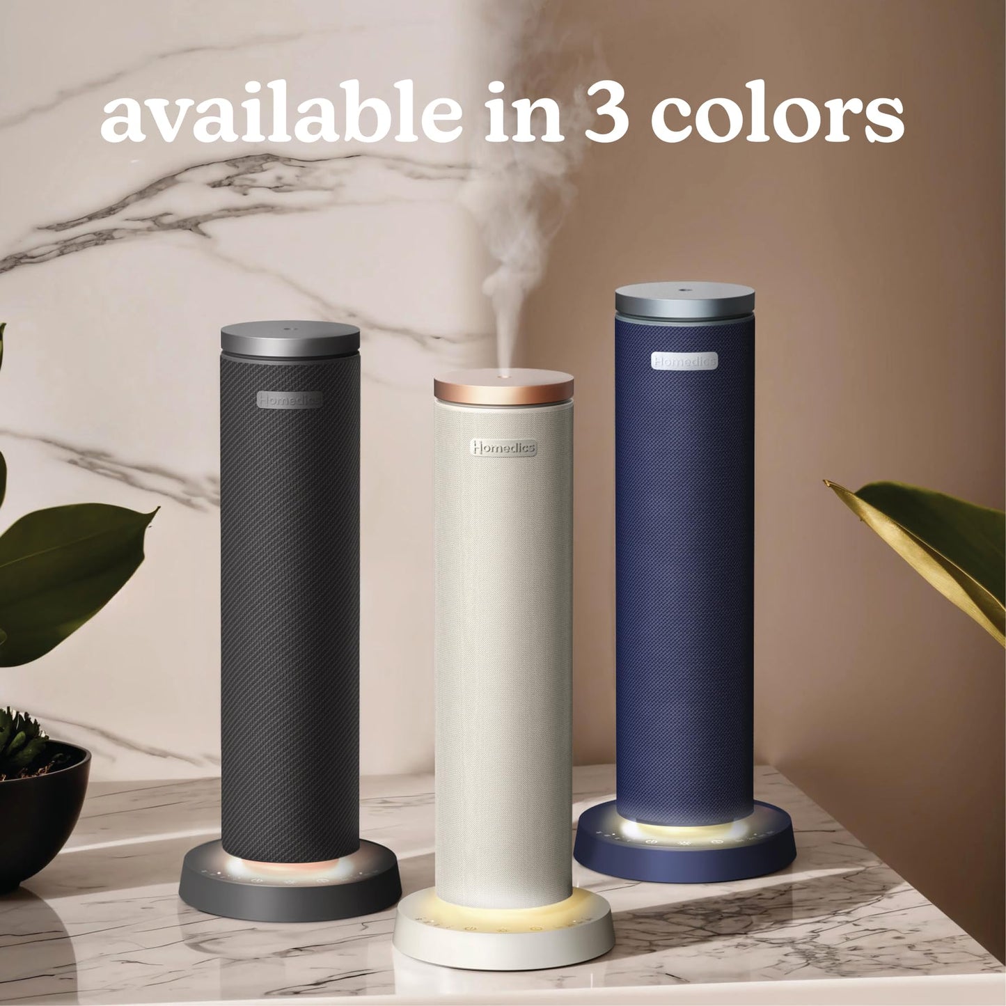 Homedics SereneScent Fabric Waterless Diffuser โ Cordless, 14h Battery, 6 Lights (Black)