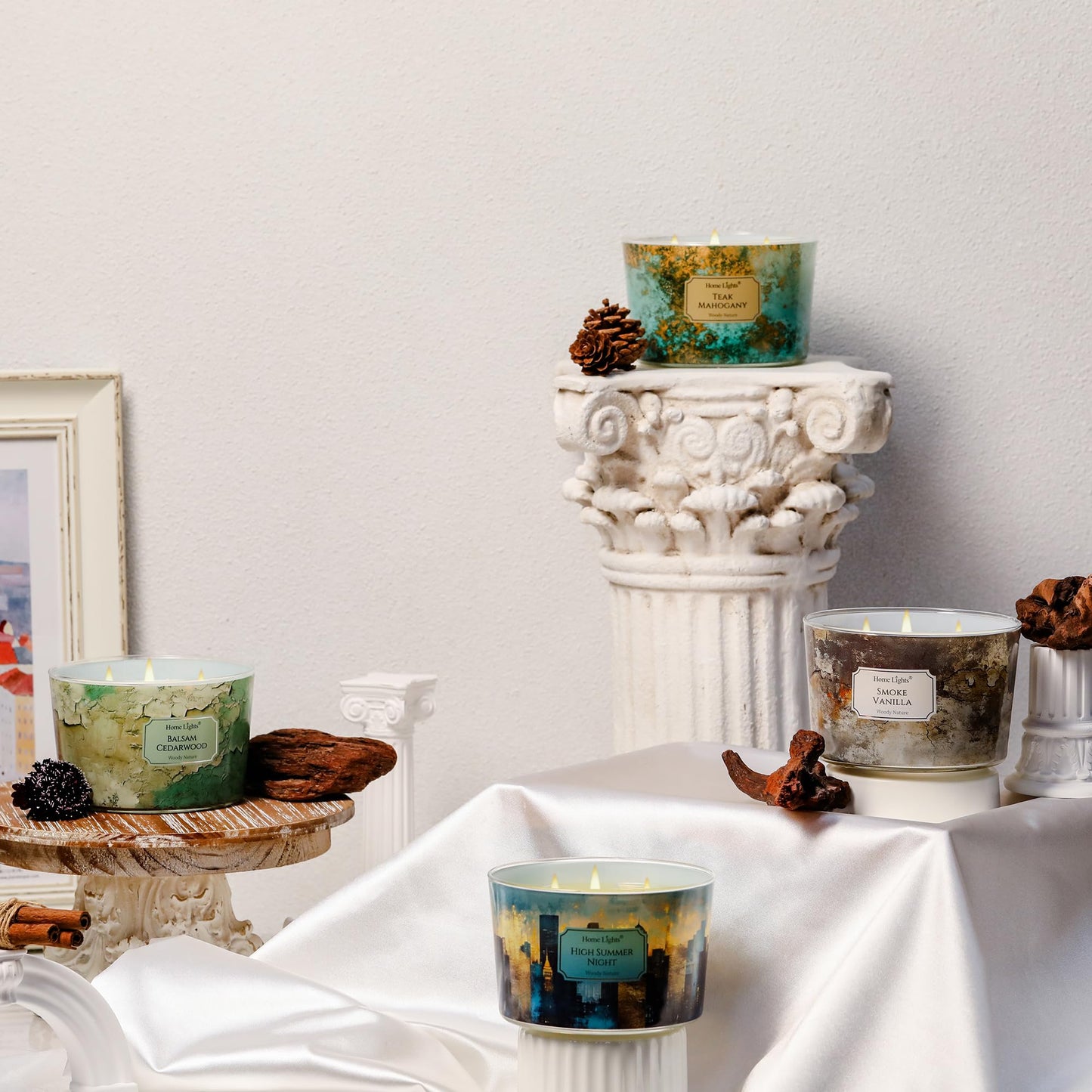 HomeLights 18oz Soy Candle โ High Summer Night, 4-Wick Industrial Chic Jar