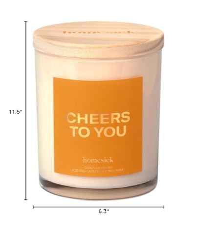 Homesick Cheers To You 7.5 oz Candle โ Natural Soy, Long-Lasting