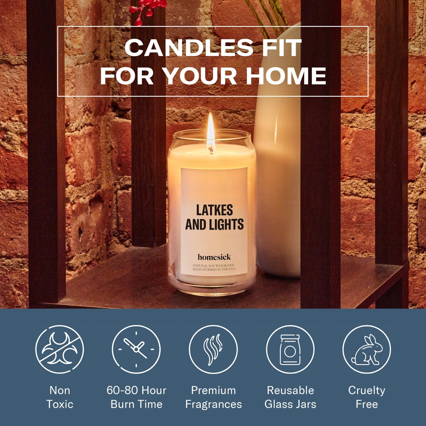 Homesick Lake Living Scented Candle โ 13.75 oz Soy Wax, 60-80 Hours Burn Time, Notes of Mineral Springs, Water Lotus & Pine