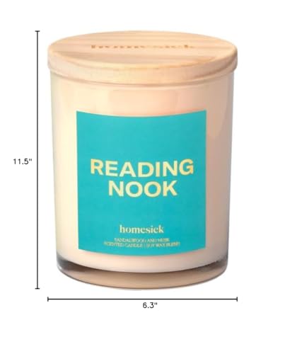 Homesick Reading Nook Candle โ 7.5 oz, Sandalwood & Musk, Long-Lasting Soy Wax