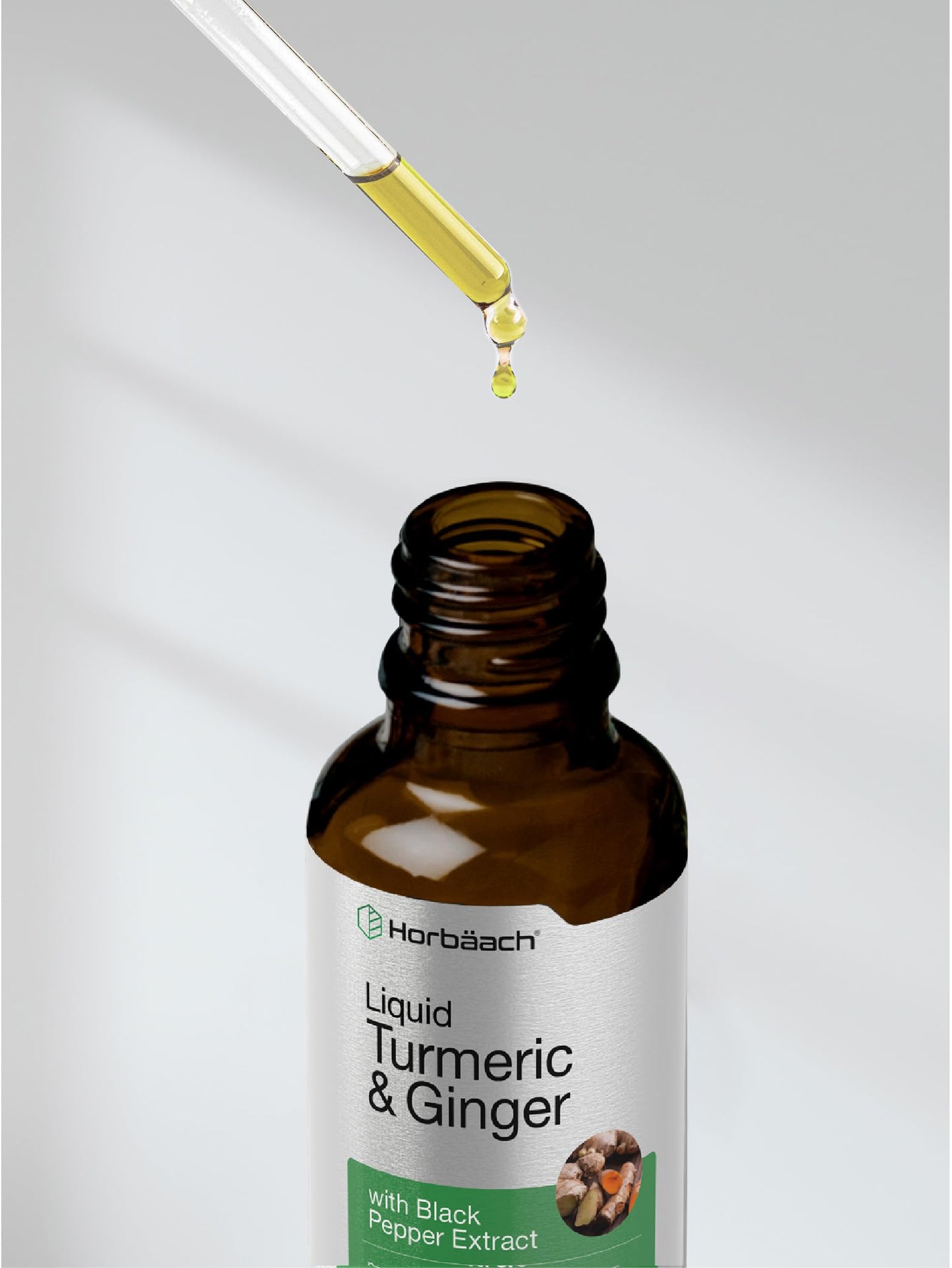 Horbaach Turmeric & Ginger Drops โ 4 oz | Black Pepper Extract | Vegan & Gluten Free