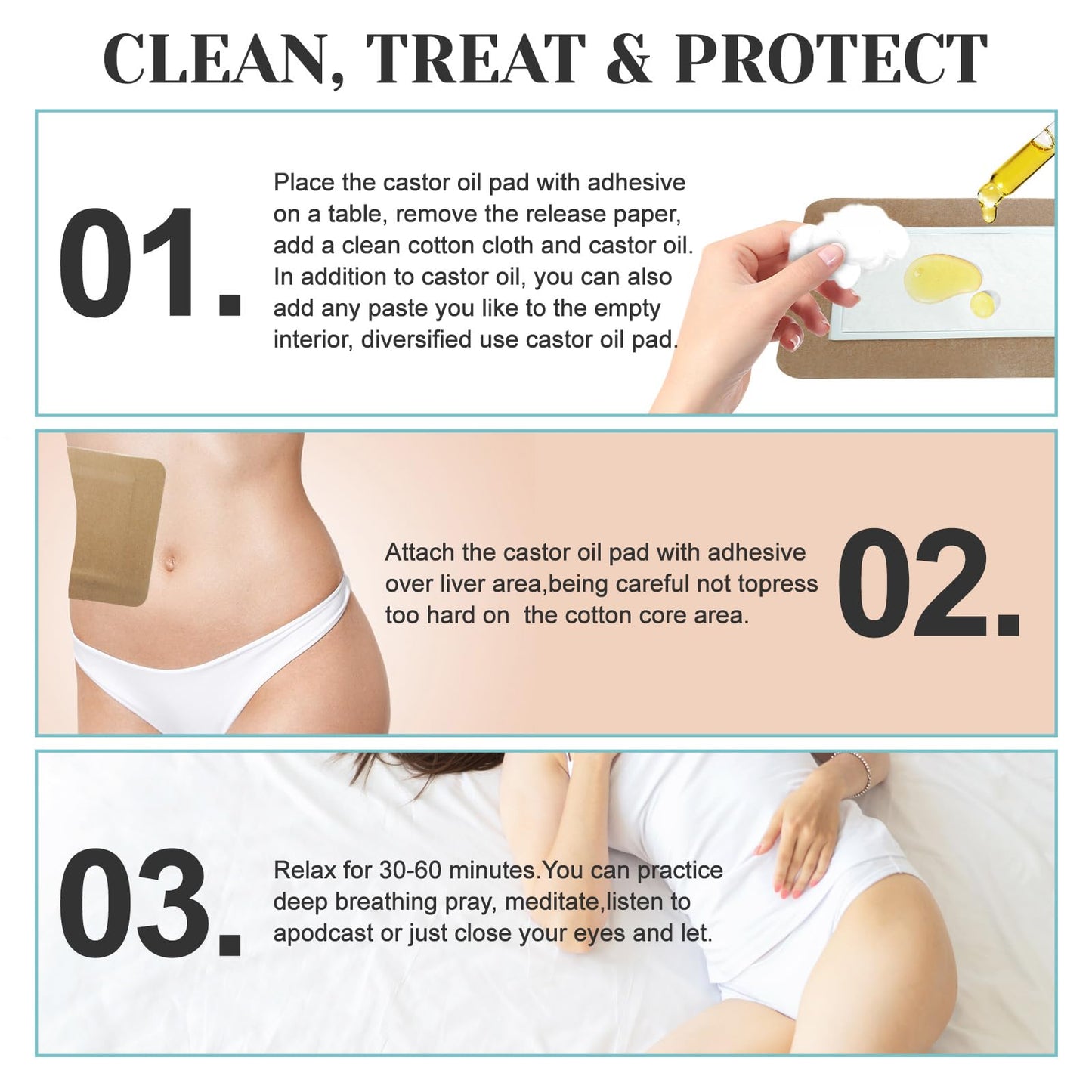 20Pcs Disposable Castor Oil Packs for Stomach โ Self-Adhesive Belly Wrap