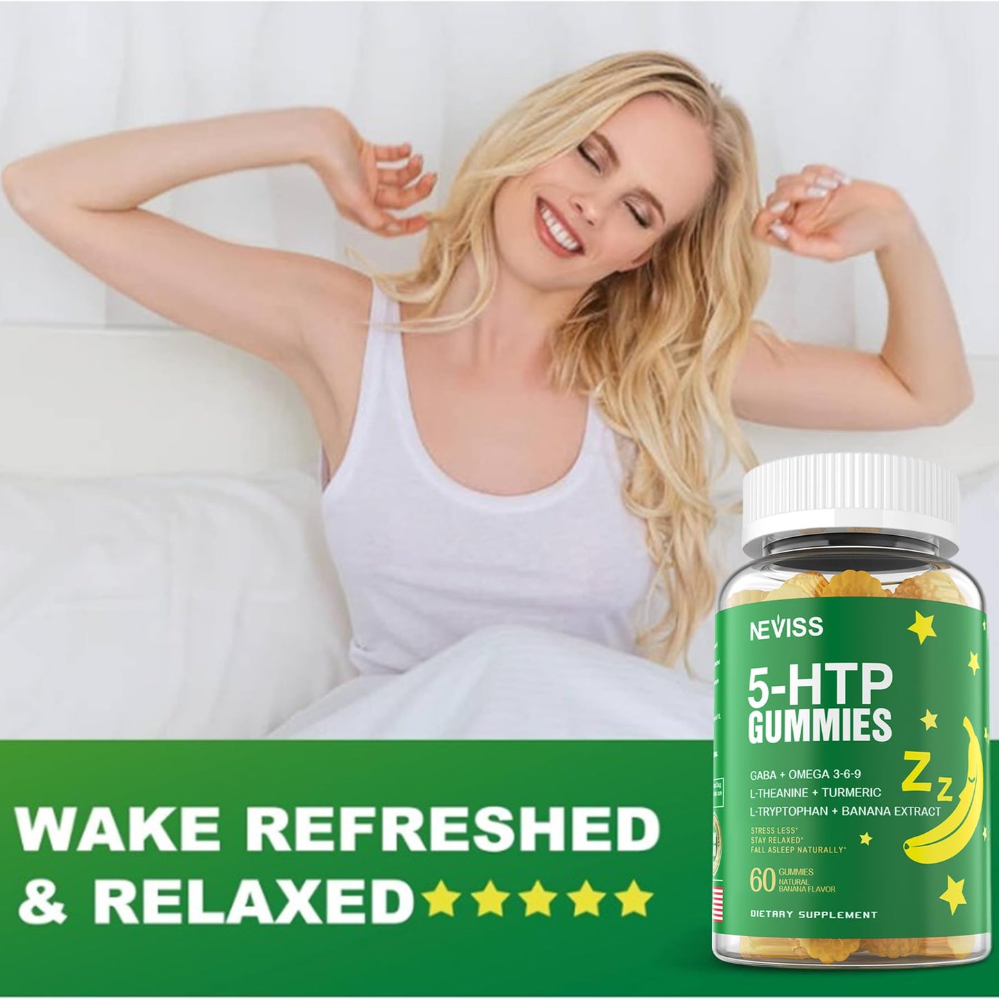 5-HTP GABA Gummies + L-Theanine & Vitamin D3 โ Melatonin-Free Relaxation (Pack of 2)