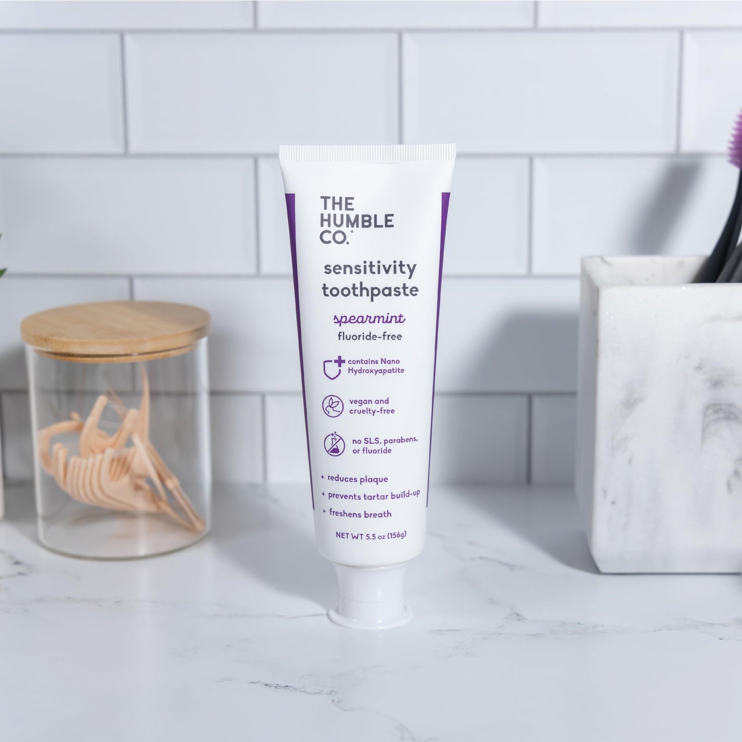 The Humble Co Fluoride-Free Toothpaste for Sensitive Teeth โ Spearmint, Nano Hydroxyapatite, 2 Pack