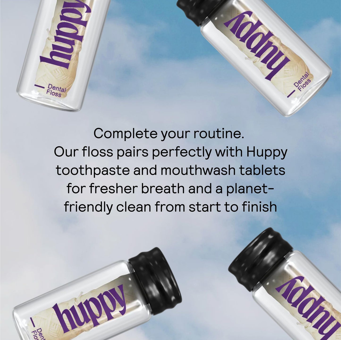 HUPPY Plastic-Free Vegan Dental Floss โ Compostable, Refillable Jar