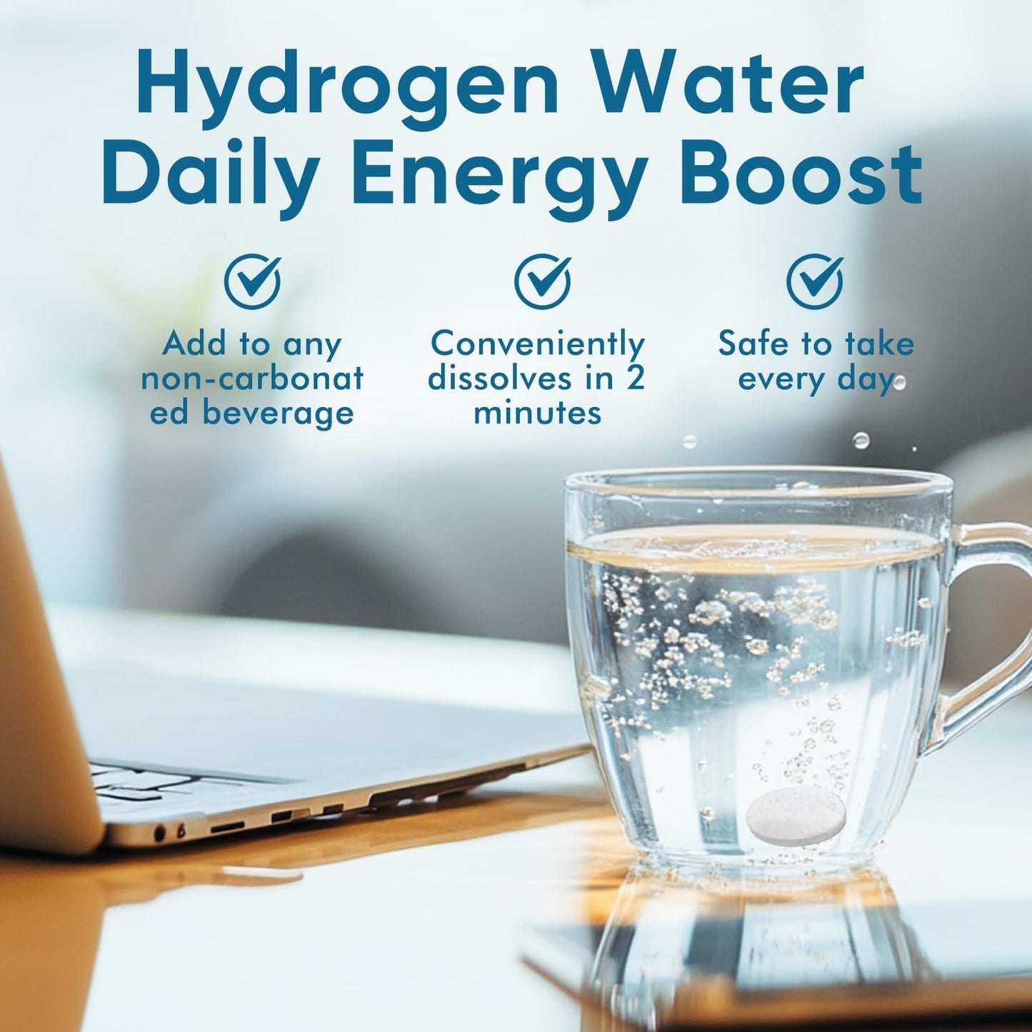 Hydrogen Tablets for Drinking Water โ 8 PPM H2 with Magnesium (120 Tabs) | Non-GMO, Gluten Free