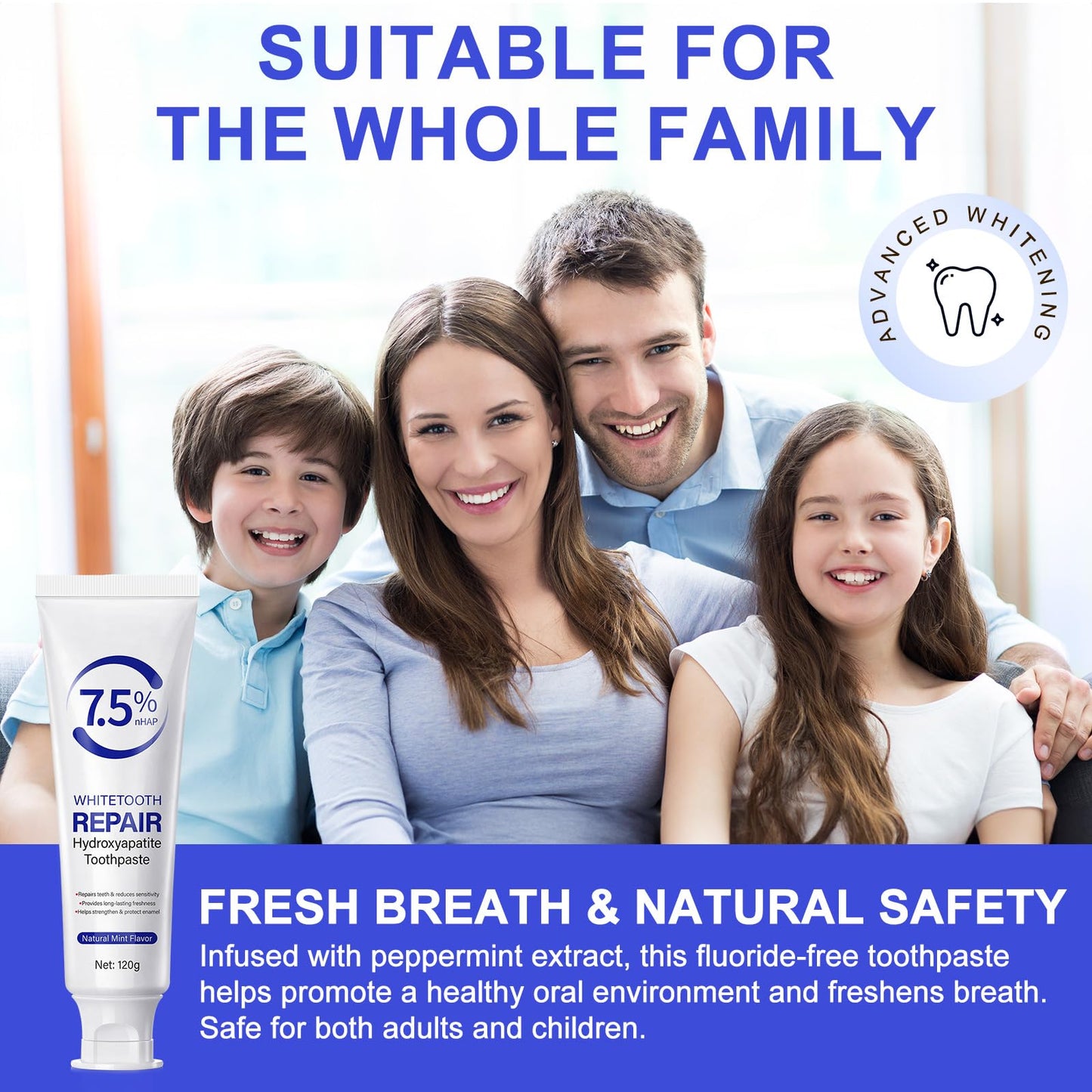Hydroxyapatite Toothpaste 7.5% โ Enamel Protection, Gentle Mint, 120g