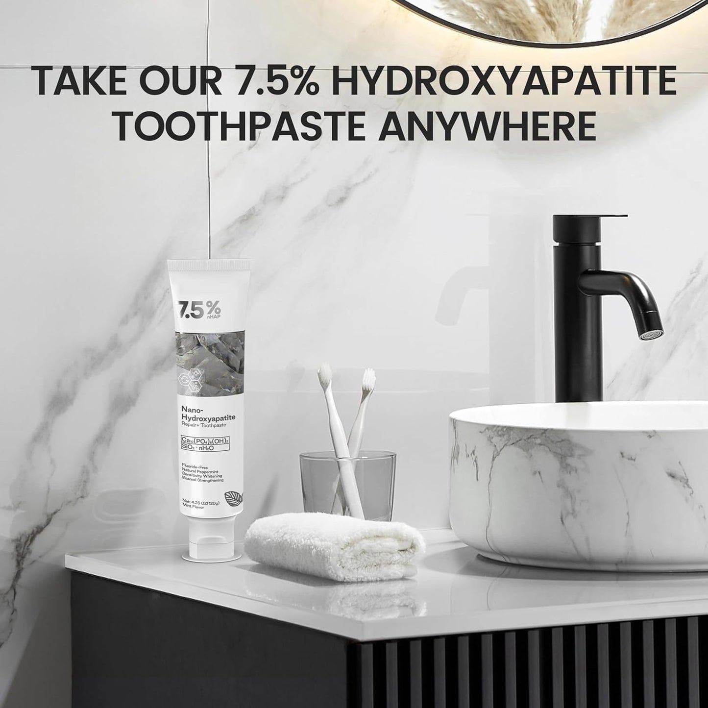 7.5% Nano Hydroxyapatite Toothpaste โ Advanced Enamel Protection, 2-Pack, Fresh Mint 4.23 oz
