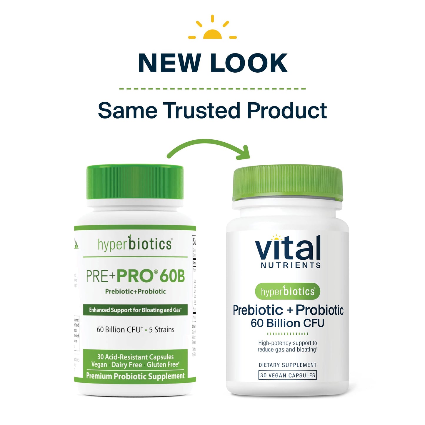 Hyperbiotics Vital Nutrients Prebiotic & Probiotic β 60B CFU, 30 Vegan Capsules