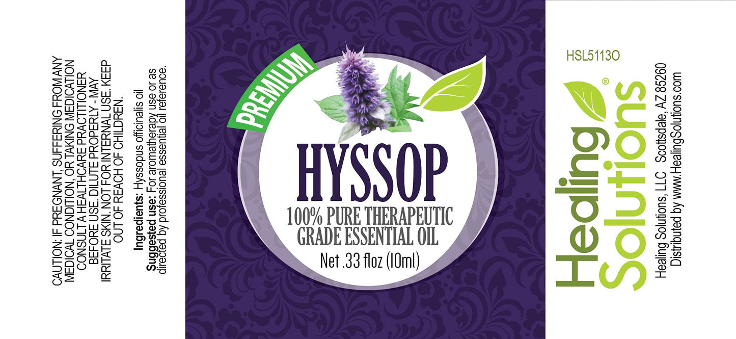 Hyssop Essential Oil 10ml | Healing Solutions β 0.33 fl oz, 100% Pure