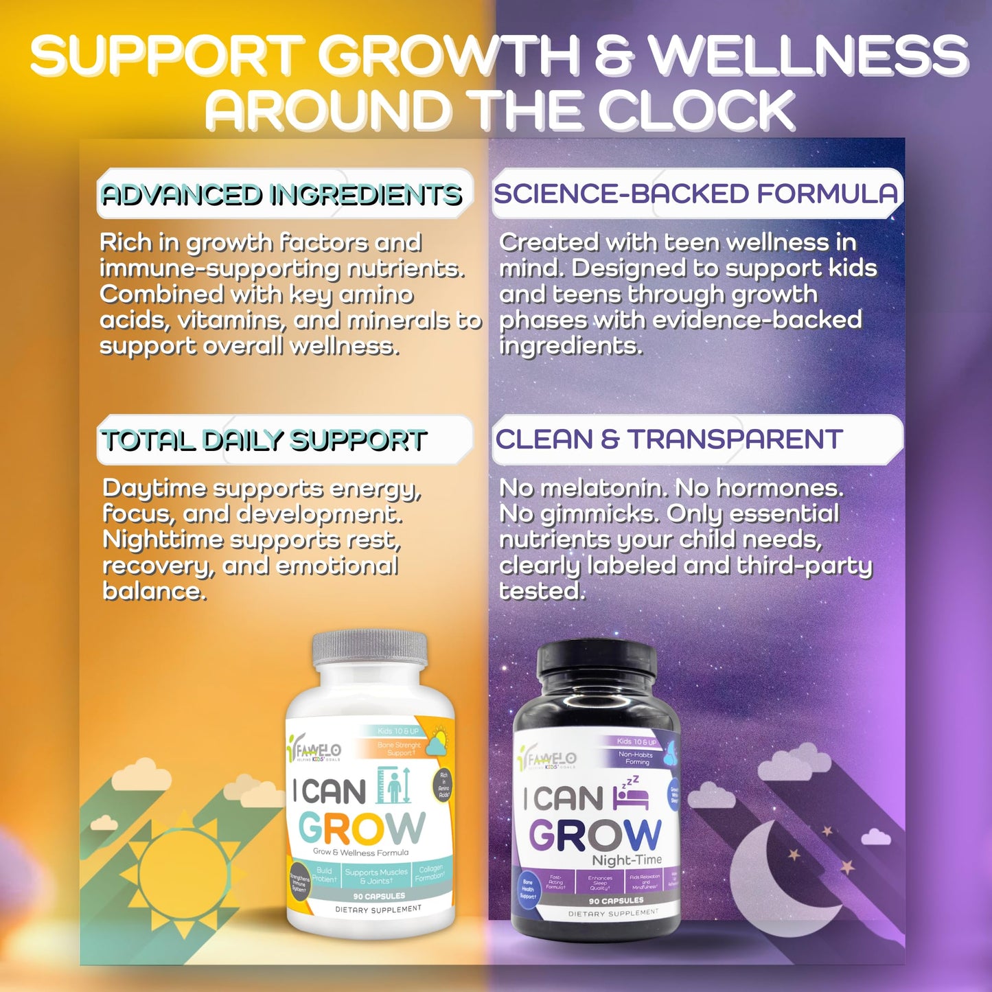 I Can Grow (2 Pack) - For Kids 10+ & Teens | Bone, Muscle & Joints | Made in USA