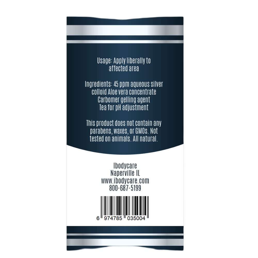 ibodycare Super Silver Colloidal Gel โ 45 PPM Nano Silver Skin Gel (4 oz)